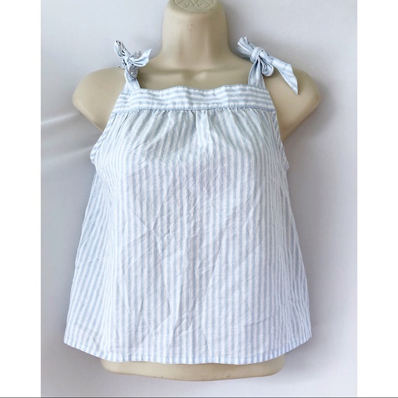 Madewell Tops - 🐠 Madewell Blue & White Tie Shoulder Tank Top XXS